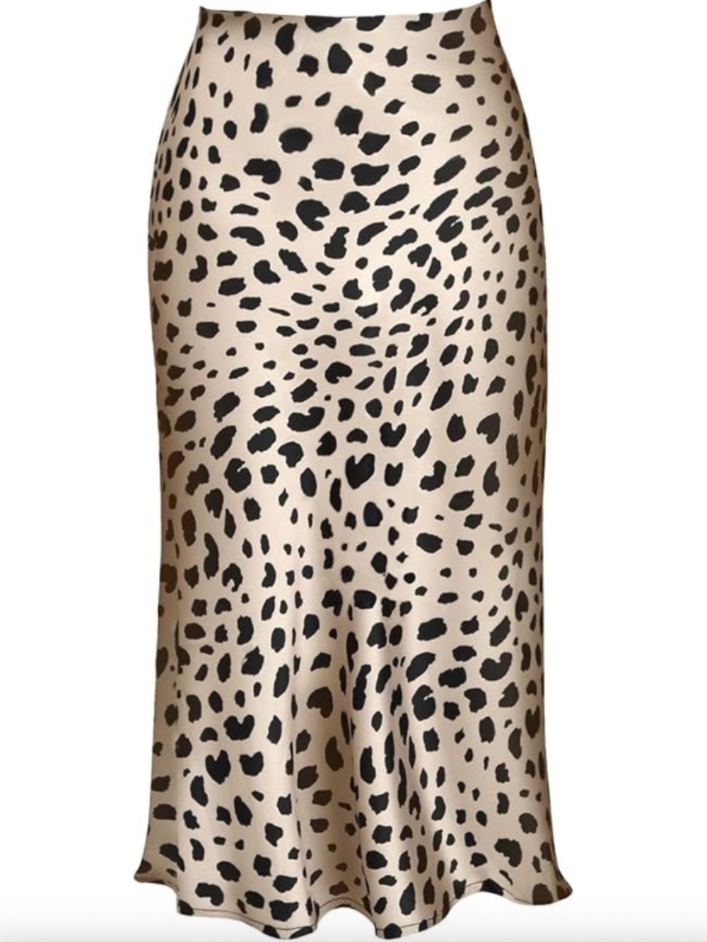 Cheetah Print Satin Midi Skirt